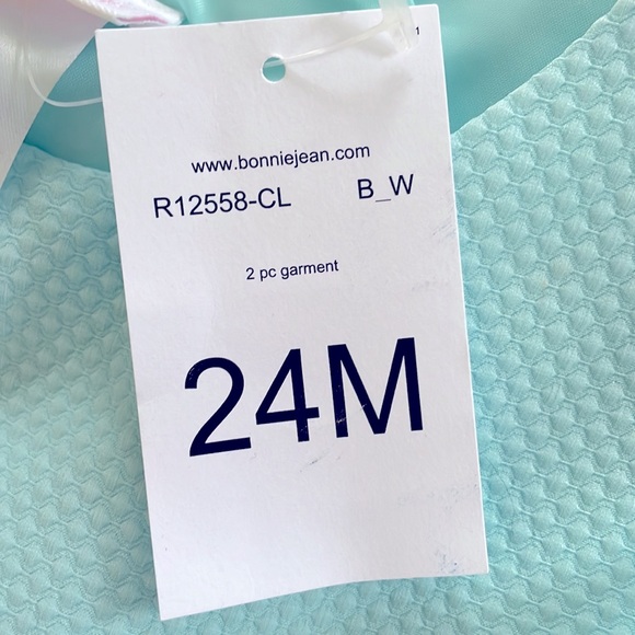 Blue Party Dress w/ Black Bow by Bonnie Baby NWT Size 24 Months - Picture 4 of 5